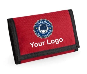 Custom Logo Printed Trifold Wallet Mens Coin Pocket Zip Folding Boys Kids Wallet - Picture 1 of 13