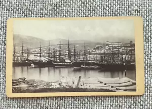 Austria-Hungría: fotografía CDV Puerto de Trieste con buques de guerra austriacos Armada 1870 - Imagen 1 de 3