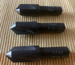 3pcs. TRW 1/2"x3/8" Shaft 90 DEGREE HIGH SPEED 3 FLUTE CENTER REAMER COUNTERSINK - Picture 1 of 2