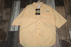 Columbia Men's Performance Fishing Gear Shirt Vented Small Orange/Yellow NEW NWT - Picture 1 of 7