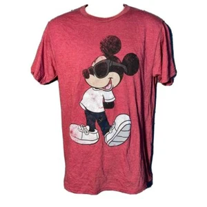 Disney Mickey Mouse Sonnenbrille Distressed Grafik Rundhalsausschnitt rot - Bild 1 von 6