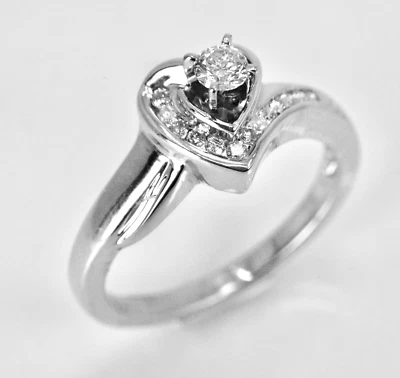 0.25ctw Diamond Heart with Accents Engagement Ring 14k White Gold Lot 2 - Image 1 of 4