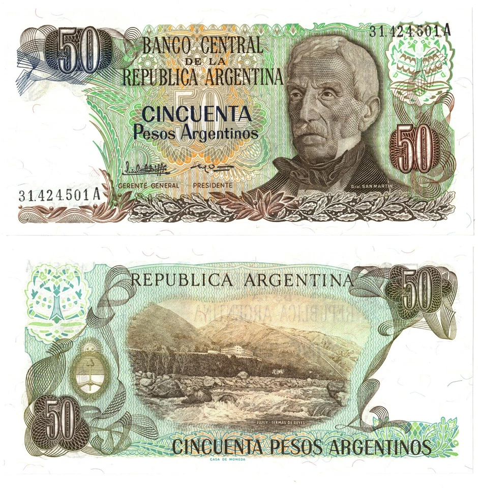 1985 Argentina P314a2 50 Pesos  Series A UNC - Image 1 of 1