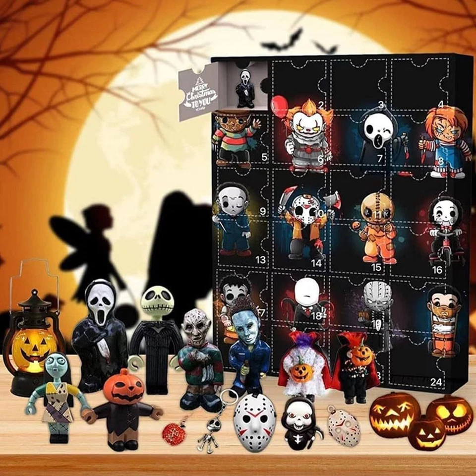2025 Halloween Advent Calendar Contains 24 Gifts Horror Movie Figures Kids Gift - Image 1 of 4