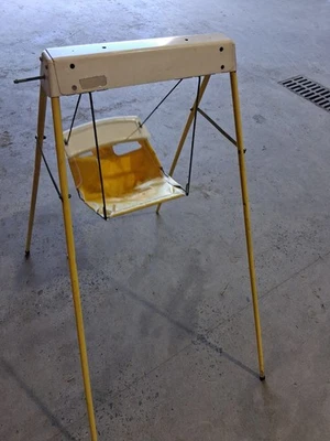 Oso columpio bebé manivela cuerda Graco Swyngomatic amarillo mod 10008 en funcionamiento vintage Foto 1 de 4