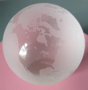 Tiffany & Co. Crystal Frosted 3" Earth/Globe Paperweight Excellent Signed - Picture 1 of 10