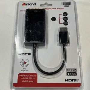 Inland 4-in-1 Multi-Function Displayport to HDMI/DVI/VGA Adapter AH3Q - Picture 1 of 5