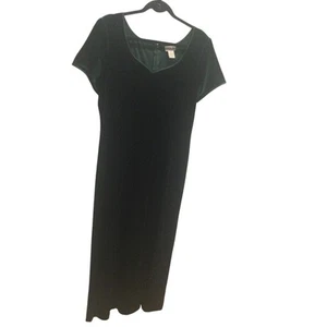Womens Velvet Maxi Dress Plus Size 16 Hunter Green Dark Formal Romantic Classic - Picture 1 of 10
