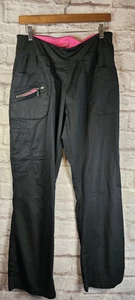 Beyond Scrubs Women's Scrub Pants Sz Med Black 6 Pockets/1 Zip Elastic Waist NEW - Picture 1 of 9