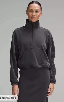 NUEVO LULULEMON Cepillado Softstreme Media Cremallera Talla 10 Negro ¡con etiquetas! Foto 1 de 4