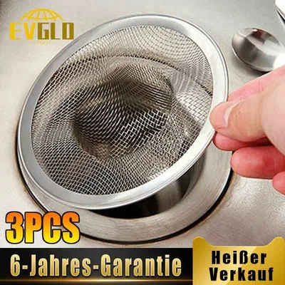 Abflusssieb Sieb für Spülbecken Edelstahl Bad Küchenspüle Verstopfungsschutz  - Bild 1 von 4