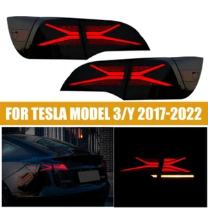 Full LED Sequential Tail Light For Tesla Model 3/Y 2017-2025 Smoked Rear Lamp US - Picture 1 of 8