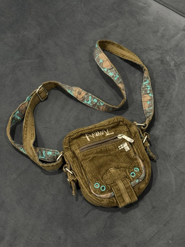 Lindo bolso de hombro vintage de carga multibolsillo pana vanguardia animal Y2K Foto 1 de 4