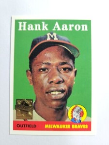 Hank Aaron 1958 Topps #30 Commemorative Reprint 1999 2000 Braves
