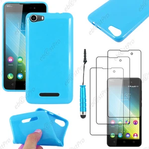 Housse Etui Coque Souple Silicone Gel Bleu Wiko LENNY 2 +Mini Stylet 3 Film - Photo 1 sur 1