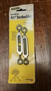 NOS STANLEY USA MADE (2) 4 1/2" Aluminum Turnbuckle w/ Steel Eyebolt Ends - Picture 1 of 1