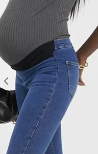 TOPSHOP MATERNITY JEANS JONI BLUE Denim Under Bump Skinny L32 Sizes UK 8 - 16 - Picture 1 of 8