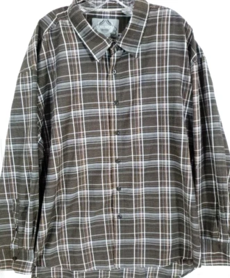 Bruno-Mens Long Sleeve Casual Button Down Shirt-3XB XXXL Big-Brown Plaid - Image 1 of 4