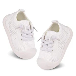 Baby Girl&Boy Toddler First Walking Shoes 6-12 2-3 years Wide Toddler White - Picture 1 of 7