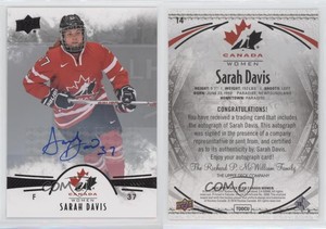 2016 Upper Deck Team Canada Juniors Women's Black Sarah Davis #14 Auto