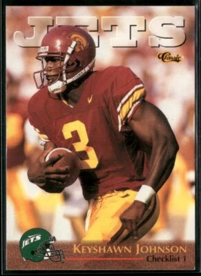 1996 Classic NFL Rookies Checklist Card #99 Keyshawn Johnson NY Jets USC Trojans - Image 1 of 2