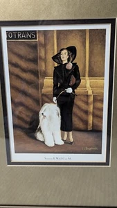 Old English Sheepdog & Lady Lithograph Ted Scypinski Signed Framed 13" x 10" - Picture 1 of 9