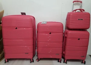 Mamhutt 4 piece PP Hard Shell Suitcase Set Expandable Tsa Lock Pink - Picture 1 of 24