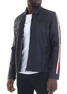 Men's PU Leather Look Black Jacket- Brave Soul- Biker Fashion Exclusive Quility - Picture 1 of 2