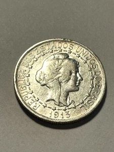 1913 Brazil 1000 Reis/Silver/Dashes F+ #11698 - Picture 1 of 2