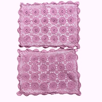 Set Of 2 Crochet Pillow Shams Scalloped Trim Standard Size Pillows 100% Cotton - Image 1 of 4