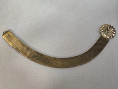 Cinturón elástico vintage latón tono dorado metal almeja hebilla peces escala 24,5" Foto 1 de 4