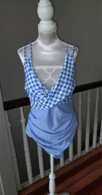 Almohadillas extraíbles correa ajustable a cuadros azul y blanco talla XL sin marca para mujer nuevas con etiquetas Foto 1 de 4