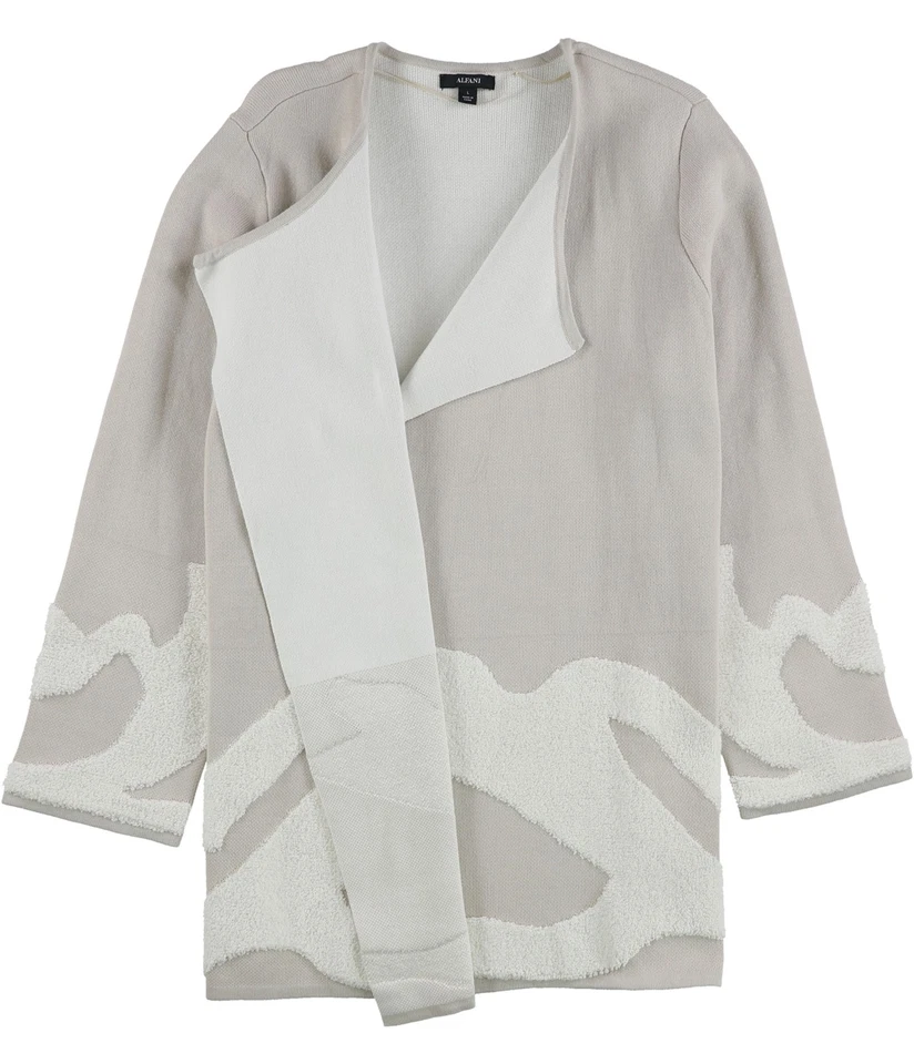 Alfani Womens Double Knit Cardigan Sweater, beige, XL - Image 1 of 1