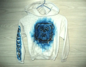 Bulldogs Hoodie Sweatshirt Boys Youth M Gray & Blue Kangaroo Pocket Jerzees - Picture 1 of 4