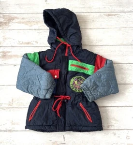 Boys 4T Vintage 80s Snow Skii Winter Puffer Jacket Coat Blue Red Size 4 Kids - Picture 1 of 3