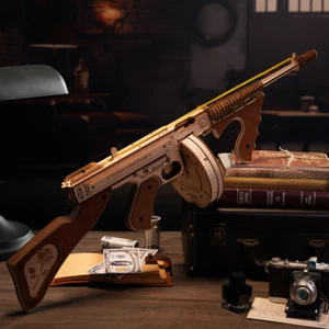 Rokr Thompson Submachine Gun Toy Gift for Boys Wooden Puzzle LQB01 Gun Model Kit - Picture 1 of 8