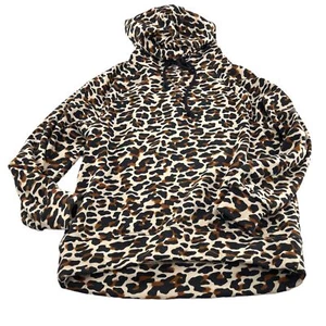 Lou & Grey Petites Women's size Mp Sweatshirt Hoodie Pullover Leopard Print - Picture 1 of 6