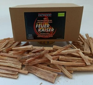 9 kg / 700 Sticks Kienspan Fatwood 100% Bio Grillanzünder Feueranzünder - Bild 1 von 7