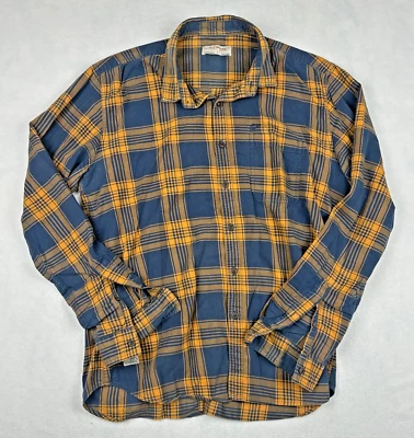 Camisa Ed Hardy manga larga para hombre con botones a cuadros naranja azul grande Foto 1 de 4