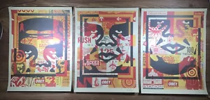 Shepard Fairey Obey riesige Ikone Gesicht Collage Kunstdruck Poster 3er SET signiert - Bild 1 von 12