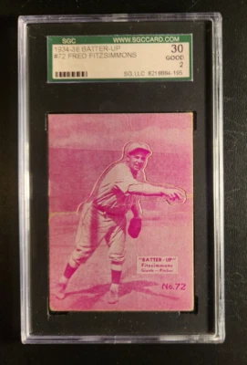 1934-36 Batter Up #72 Fred Fitzsimmons SGC 2 GD - Image 1 of 2