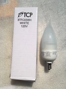 TCP 8TFC03WH Flame Tip Dimmable LightBulb Candelabra Base 3 Watt Cold Cathode - Picture 1 of 6
