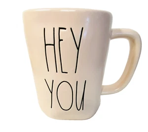 Rae Dunn HEY YOU Coffee Tea Mug Pink & Black New by Magenta Friendship Theme - Picture 1 of 7