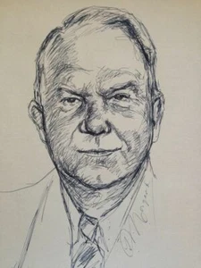 Werner Knoth Original Zeichnung Portrait Bankier Südafrika signiert Unikat  - Picture 1 of 3