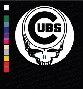 Chicago Cubs Grateful Dead Vinyl Decal | Bumper Sticker Steal Your Face Wrigley - Picture 1 of 1