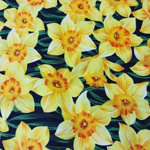 Tela de Alta Moda Floral Estampado Narciso Algodón 2 yardas 46" ancho primavera brillante audaz - Imagen 1 de 4
