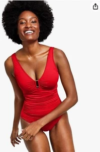 Lauren Ralph Lauren Gold Ring One Piece Tummy Control Swimsuit Sz 6 - Picture 1 of 2