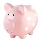Ceramic Piggy Bank Baby Girl Nursery Dcor Money Bank Baby Keepsake Pink Polka Do