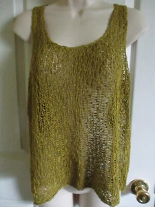 SZ M Eileen Fisher PERIDOT Cotton Tape Nubble U-Neck Knit Tank Top NWT - Picture 1 of 2