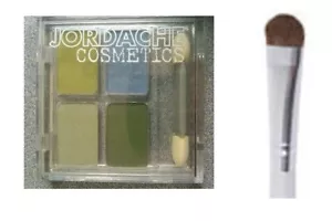Jordache Paleta de 4 Sombras de Ojos en Polvo VERDE con Cepillo de Sombra de Ojos Elfo NUEVO - Imagen 1 de 4